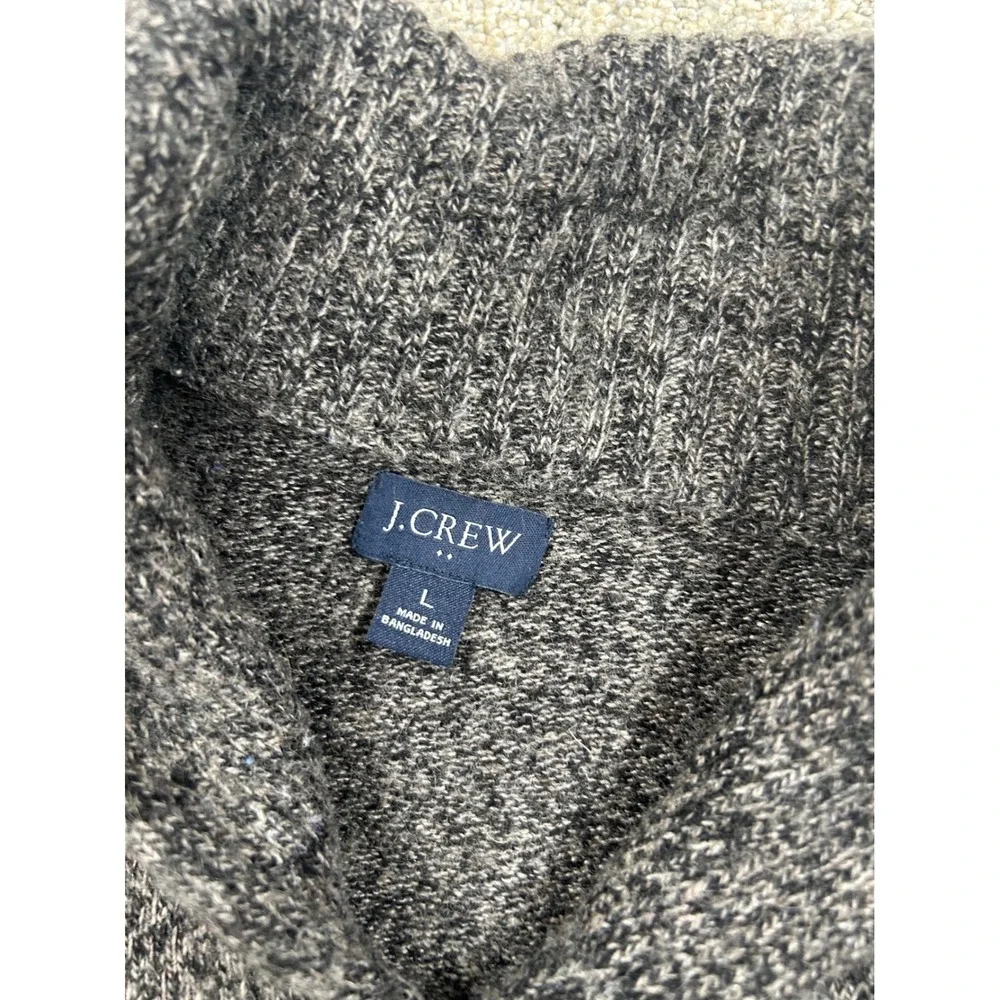 J.Crew Mens Gray Marl Lambswool Blend Shawl Collar Button Sweater Large #0852